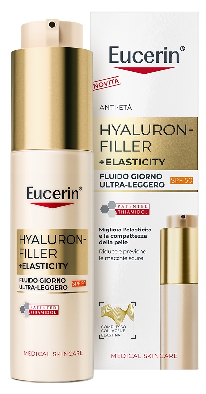 EUCERIN HYALURON FILLER + ELASTICITY FLUIDO GIORNO ULTRA LEGGERO SPF50 50 ML - Farmacia-flash.it