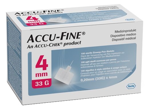 AGO IPODERMICO PER PENNA DA INSULINA ACCU-FINE IN ACCIAIO INOX 33 GAUGE 4 MM 100 PEZZI - Farmacia-flash.it