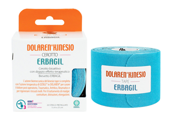 DOLAREN KINESI CEROTTO TERAPEUTICO BLU 20 STRISCE PRETAGLIATTE 5 X 25 CM IN ROTOLO - Farmacia-flash.it