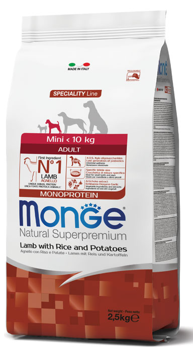 MONGE MINI ADULT AGNELLO RISO & PATATE 2500 G - Farmacia-flash.it