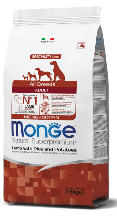 MONGE ALL BREEDS ADULT AGNELLO RISO & PATATE 2500 G - Farmacia-flash.it