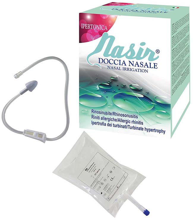 NASIR DOCCIA NASALE 2 SACCHE 250 ML ISOTONICA + 1 DEFLUSSORE - Farmacia-flash.it