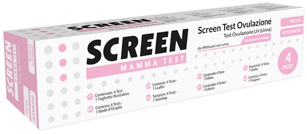 TEST RAPIDO CHE RILEVA TRAMITE URINA L'ORMONE LH INDIVIDUANDO IL PERIODO DI OVULAZIONE 4 PEZZI SCREEN MAMMA TEST OVULAZIONE - Farmacia-flash.it