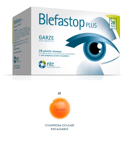 BLEFASTOP PLUS GARZA IN COTONE PIEGATA CON FILO DI BARIO 28 SALVIETTE MONOUSO + 1 COMPRESSA OCULARE RISCALDABILE - Farmacia-flash.it