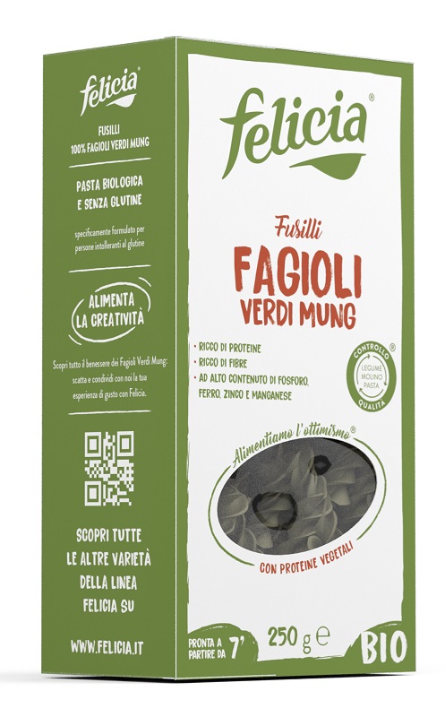 FELICIA BIO FUSILLI FAGIOLI VERDI MUNG 250 G - Farmacia-flash.it