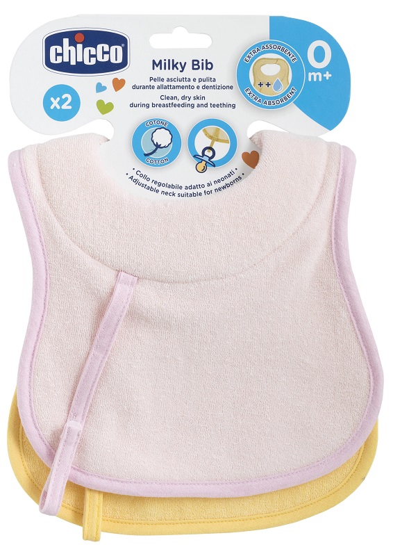 CHICCO BAVAGLINE 0M+ 2PZ ROSA - Farmacia-flash.it