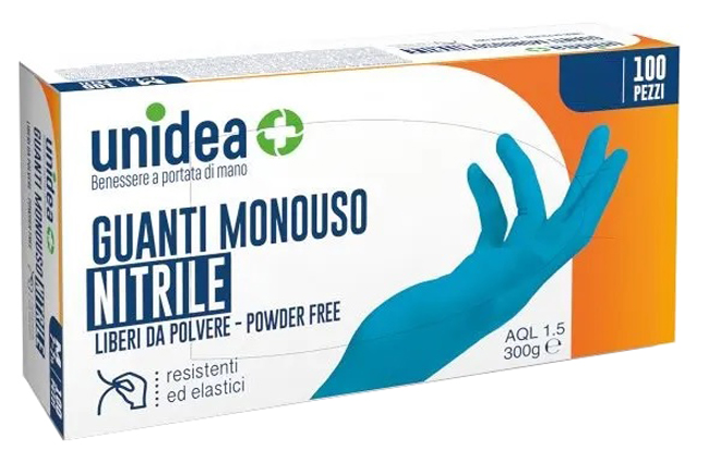 GUANTI IN NITRILE SENZA POLVERE UNIDEA MISURA SMALL 100 PEZZI - Farmacia-flash.it