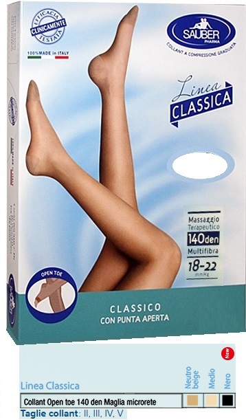 SAUBER COLLANT OPEN TOE MAGLIA MICRORETE 140 DEN COLORE NERO TAGLIA 2 LINEA CLASSICA - Farmacia-flash.it