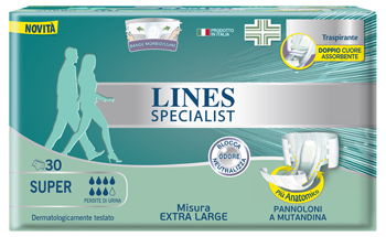 PANNOLONE MUTANDA LINES SPECIALIST EXTRALARGE SUPER 30 PEZZI - Farmacia-flash.it