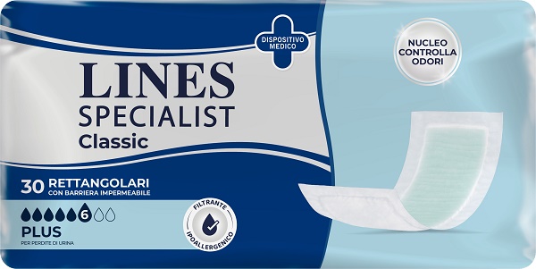 PANNOLONE LINES SPECIALIST CLASSIC RETTANGOLARE CON BARRIERA 30 PEZZI - Farmacia-flash.it