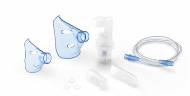 SOFFIO CUBE KIT ACCESSORI RICAMBIO CON AMPOLLA BOCCAGLIO FOCELLA NASALE MASCHERA PEDIATRICA ADULTI TUBELLO FILTRI RICAMBIO BORSA PORTA ACCESSORI - Farmacia-flash.it