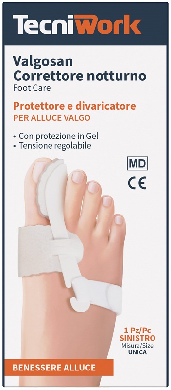 CORRETTORE NOTTURNO PER ALLUCE VALGO SINISTRO MISURA UNICA VALGOSAN 1 PEZZO - Farmacia-flash.it