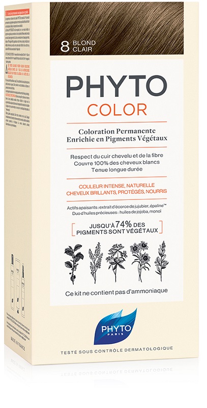 PHYTOCOLOR 8 BIONDO CHIARO 1 LATTE + 1 CREMA + 1 MASCHERA + 1 PAIO DI GUANTI - Farmacia-flash.it