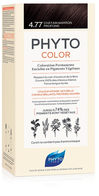 PHYTOCOLOR 4,77 CASTANO MARRONE INTENSO LATTE + CREMA + MASCHERA + 1 PAIO DI GUANTI - Farmacia-flash.it