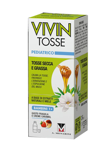 VIVIN TOSSE PEDIATRICO SCIROPPO PER TOSSE SECCA E GRASSA GUSTO FRAGOLA E CREME CARAMEL 150 ML - Farmacia-flash.it