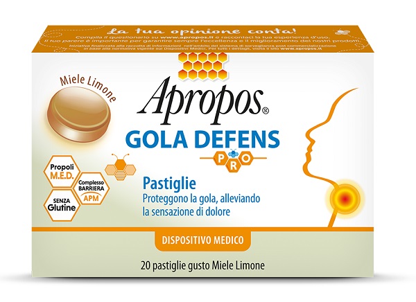 APROPOS GOLA DEFENS PRO 20 PASTIGLIE MIELE LIMONE - Farmacia-flash.it