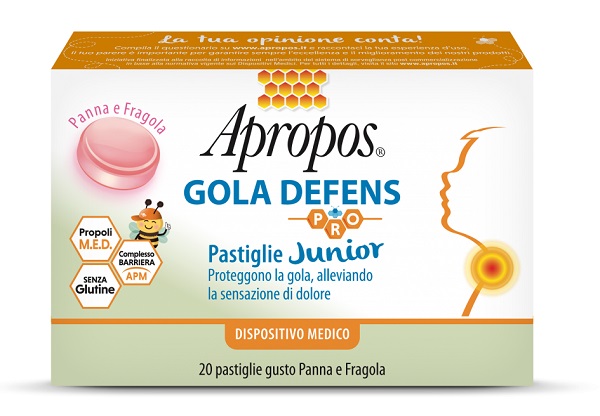 APROPOS GOLA DEFENS PRO 20 PASTIGLIE JUNIOR PANNA FRAGOLA - Farmacia-flash.it