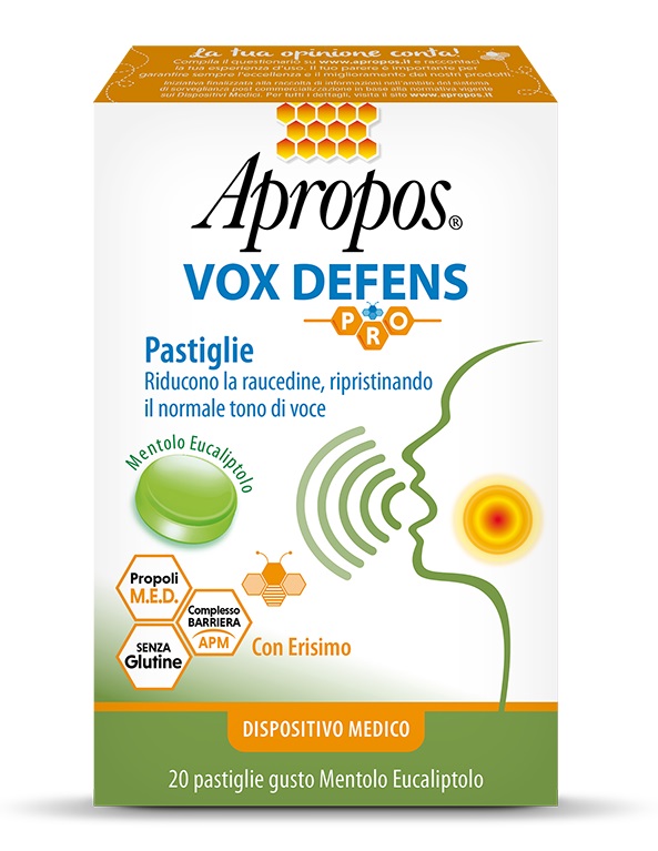 APROPOS VOX DEFENS PRO MENTOLO EUCALIPTO 20 PASTIGLIE - Farmacia-flash.it