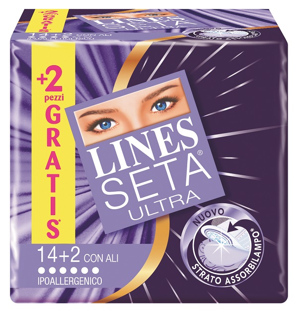 ASSORBENTE LINES SETA ULTRA CON ALI 16 PEZZI - Farmacia-flash.it
