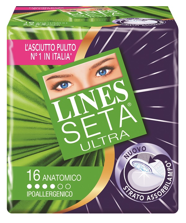 ASSORBENTE LINES SETA ULTRA ANATOMICO 16 PEZZI - Farmacia-flash.it