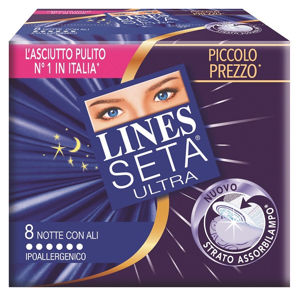 LINES SETA ULTRA ASSORBENTI CON ALI NOTTE 10 PEZZI - Farmacia-flash.it
