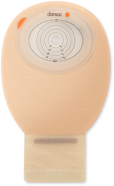 DANSAC NOVALIFE TRE 1 SACCA APERTA OPACA PIANA MIDI PER ILEOSTOMIA CON FINESTRA RITAGLIABILE 15-55X70 MM 420 ML 30 PEZZI - Farmacia-flash.it