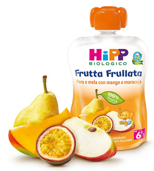 HIPP BIO FRUTTA FRULLATA PERA/MELA CON MANGO E MARACUJA 90 G - Farmacia-flash.it
