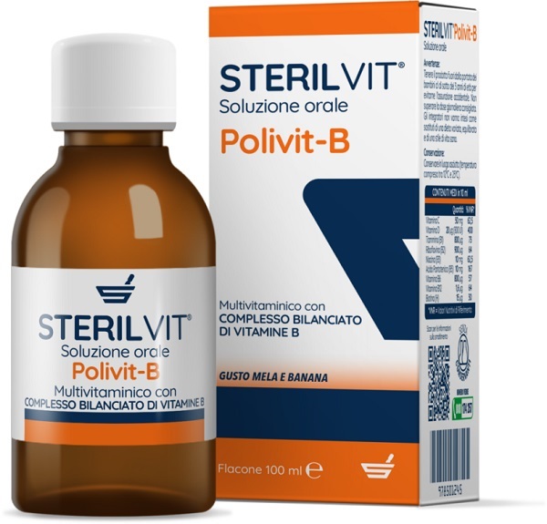 STERILVIT POLIVIT-B SOLUZIONE ORALE GUSTO MELA BANANA 100 ML - Farmacia-flash.it