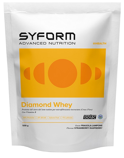 DIAMOND WHEY FRAGOLA-LAMPONE 500 G CON EDULCORANTI SENZA GLUTINE SENZA LATTOSIO - Farmacia-flash.it