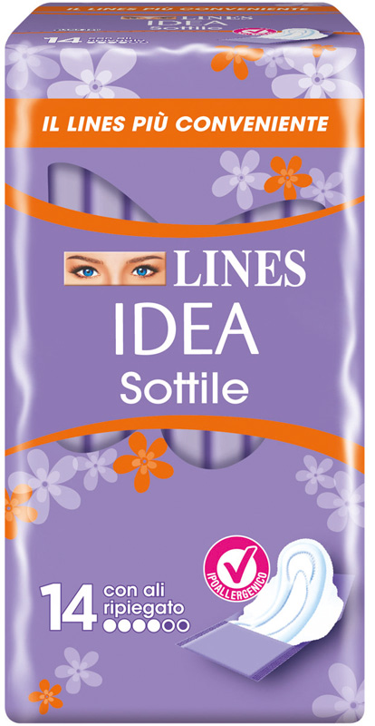 LINES IDEA ASSORBENTE SOTTILE RIPIEGATO CON ALI 14 PEZZI - Farmacia-flash.it
