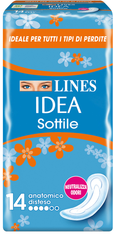 LINES IDEA ASSORBENTE SOTTILE DISTESO ANATOMICO 14 PEZZI - Farmacia-flash.it