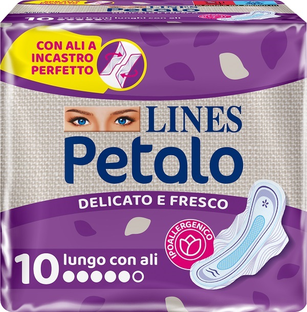 LINES PETALO BLU ASSORBENTE LUNGO CON ALI 10 PEZZI - Farmacia-flash.it