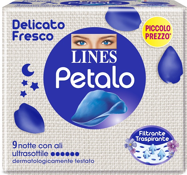 LINES PETALO BLU ASSORBENTE NOTTE 9 PEZZI - Farmacia-flash.it