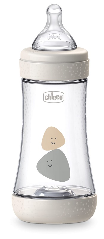 CHICCO BIBERON PERFECT 5 UNISEX 240 ML IN SILICONE 2 FORI - Farmacia-flash.it