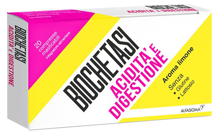 BIOCHETASI ACIDITA' E DIGESTIONE 20 COMPRESSE MASTICABILI AROMA LIMONE - Farmacia-flash.it