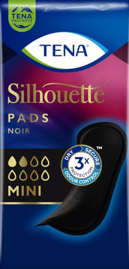 ASSORBENTE NERO INCONTINENZA LEGGERA TENA SILHOUETTE NOIR MINI 18 PEZZI - Farmacia-flash.it