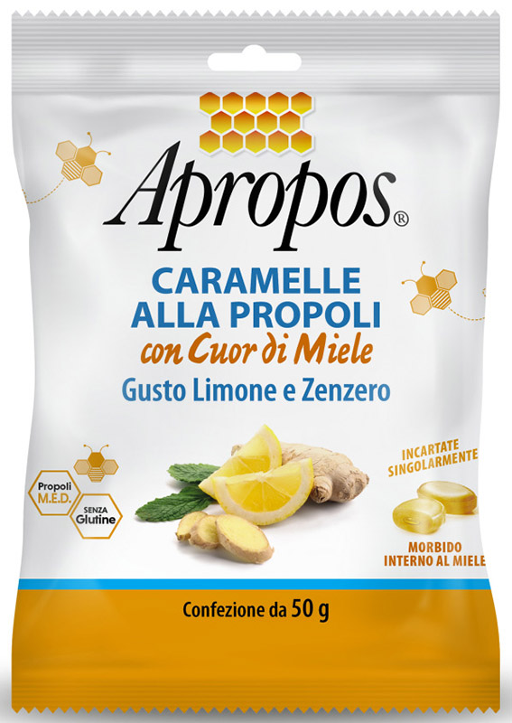 APROPOS CARAMELLE DURE LIMONE/ZENZERO CUOR DI MIELE 50 G - Farmacia-flash.it
