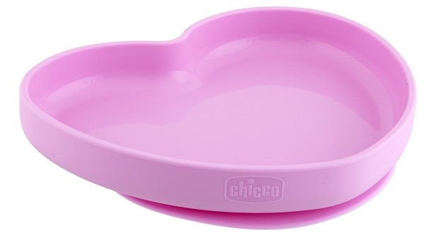 CHICCO PIATTO CUORE VENTOSA SILICONE ROSA - Farmacia-flash.it