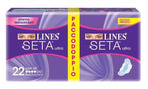 LINES SETA ULTRA ASSORBENTE CON ALI 22 PEZZI - Farmacia-flash.it