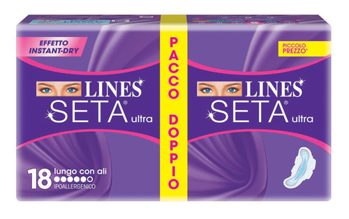 LINES SETA ULTRA ASSORBENTE LUNGO CON ALI 18 PEZZI - Farmacia-flash.it
