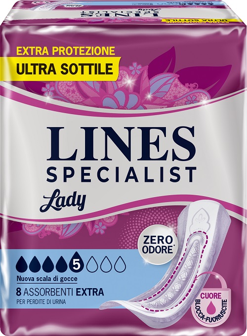 ASSORBENTI PER INCONTINENZA LINES SPECIALIST LADY 8 EXTRA 8 PEZZI - Farmacia-flash.it