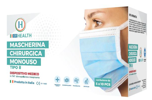 MASCHERINA CHIRURGICA MONOUSO TIPO II 50 PEZZI - Farmacia-flash.it