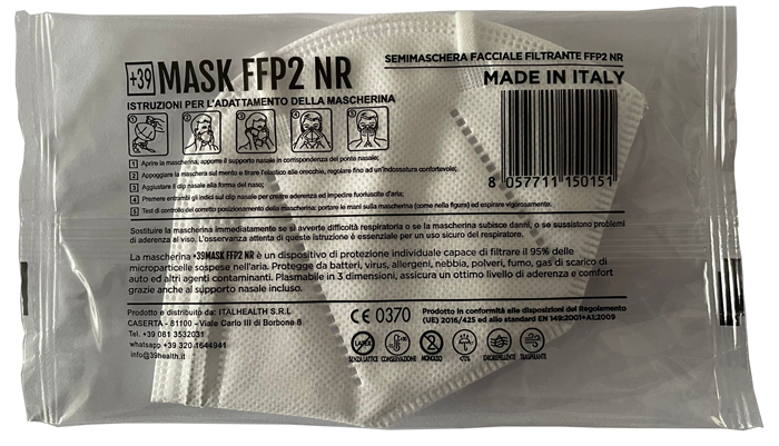 MASCHERINA +39MASK FFP2 BIANCO 15 PEZZI - Farmacia-flash.it