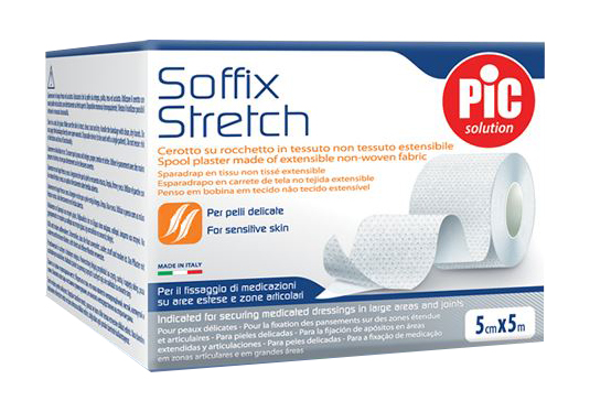 CEROTTO IN ROTOLO PIC SOFFIX STRETCH TESSUTO NON TESSUTO ESTENDIBILE 5X500 CM 1 PEZZO - Farmacia-flash.it