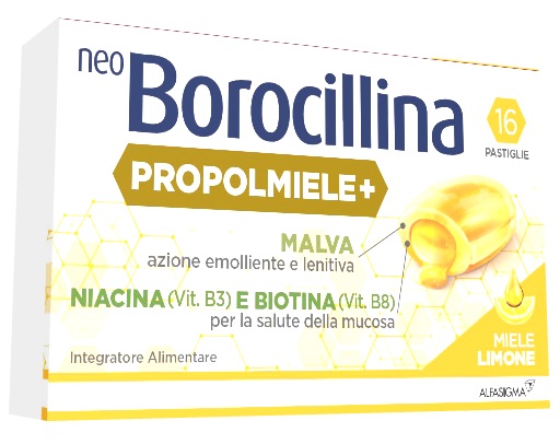 NEOBOROCILLINA PROPOLMIELE+ MIELE/LIMONE 16 PASTIGLIE - Farmacia-flash.it