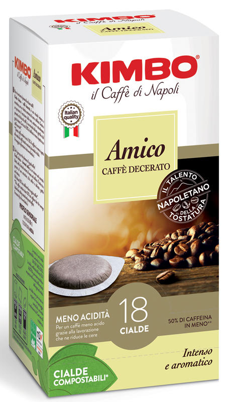 KIMBO AMICO CAFFE' TORREFATTO E DECERATO 18 CIALDE 7 G - Farmacia-flash.it