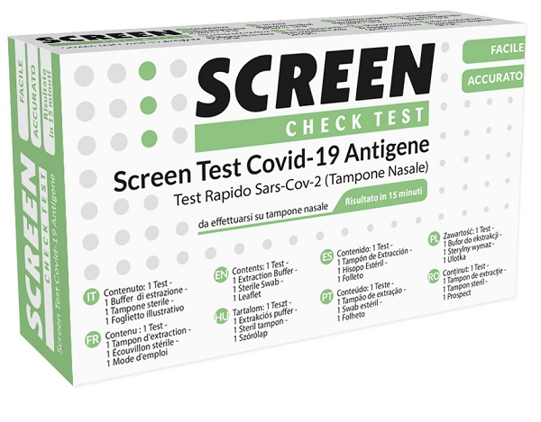 SCREEN TEST AUTODIAGNOSTICO ANTIGENICO RAPIDO COVID-19 SARS-COV-2 TAMPONI NASALI SELFTEST COVID TEST ANTIGENE SCREEN - Farmacia-flash.it