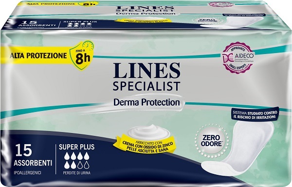 PANNOLONE PER INCONTINENZA LINES SPECIALIST DERMA SUPER 15 PEZZI - Farmacia-flash.it