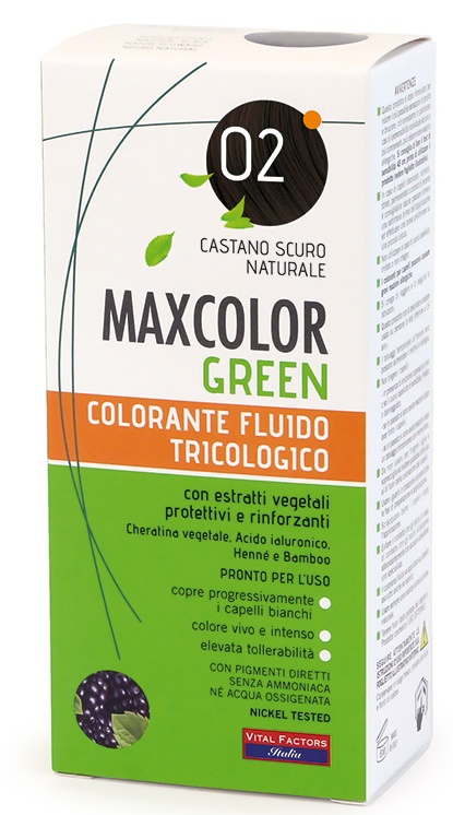 MAXCOLOR GREEN 02 CASTANO SCURO NATURALE 75 ML + BALSAMO 15 ML - Farmacia-flash.it