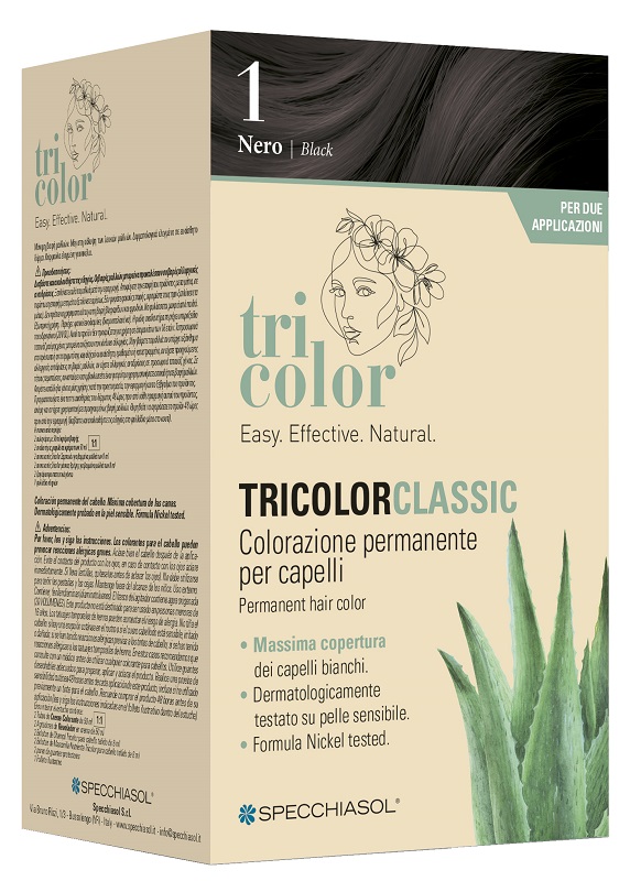 TRICOLOR CLASSIC 1 NERO 2 TUBI 50 ML + 2 SHAKER 50 ML + 4 BUSTINE 8 ML - Farmacia-flash.it